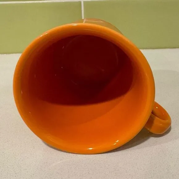 Vintage Fiestaware Tangerine Ring Handle Mug — Orange Fiesta Coffee Cup - Picture 4 of 4
